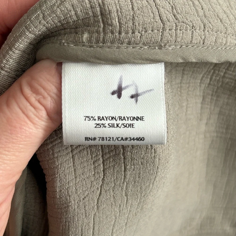 Eileen Fisher Silk Blend Open Front Jacket Taupe Textured Blazer Size 1X - Picture 5 of 5